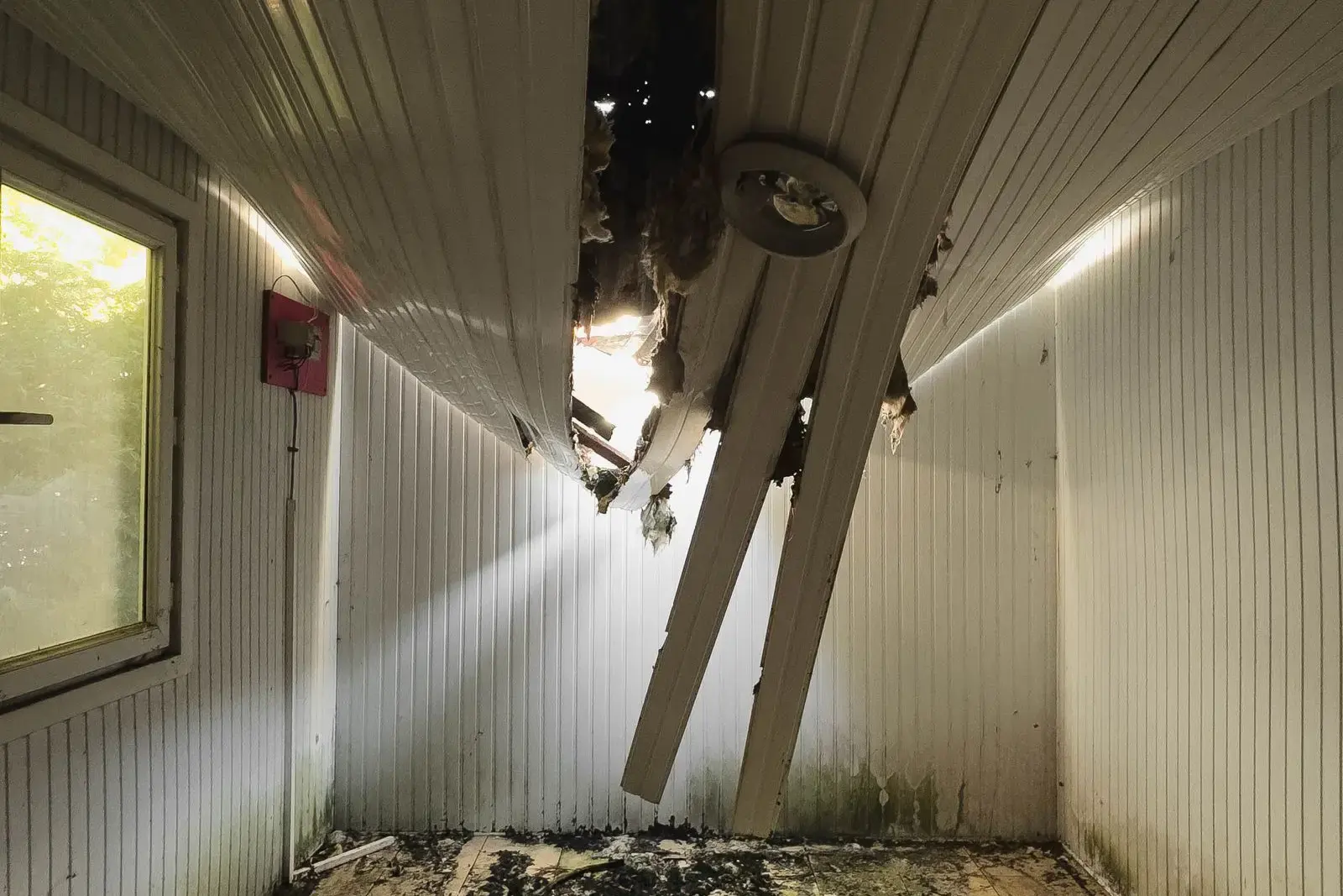 Ceiling panels collapsed after a water leak